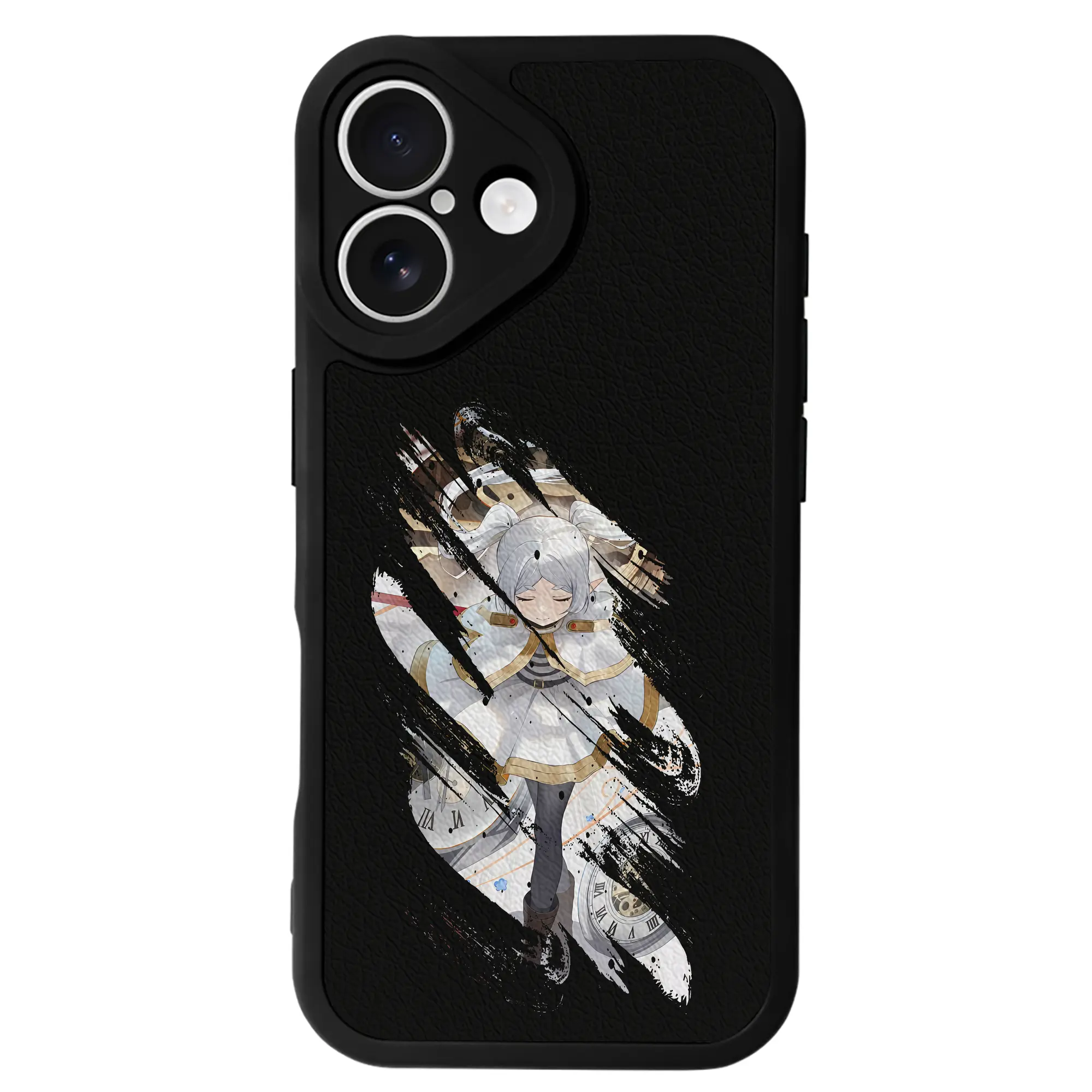 葬送のフリーレン（Frieren） グッズ,フリーレン（Frieren） - IPhone 16シリーズ対応 ・ シリコンスマホケース ・ レザー調 ・ 高精度フィット ・ 耐衝撃 ・ ワイヤレス充電対応 ・ 精密カット